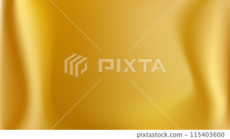3d design with silk texture cloth background. Gold colored fabric. Luxurious satin fabric. Product advertising design. Vector realistic illustration. 115403600
