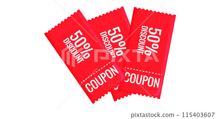 Discount coupon voucher in 3 d style sale. Gift coupon. Coupon Collection. Online store design promotion marketing. Isolated element. Vector illustration. Discount coupon voucher in 3 d style sale. Gift coupon. Coupon Collection. Online store design promotion marketing. Isolated element. Vector illustration. 115403607