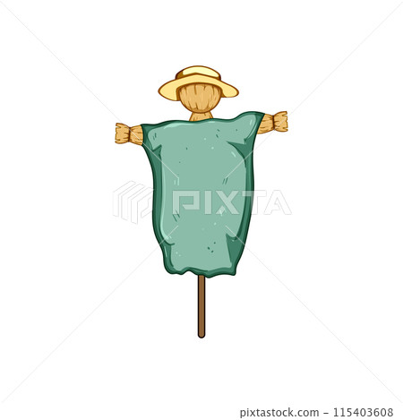 hay scarecrow cartoon vector illustration 115403608