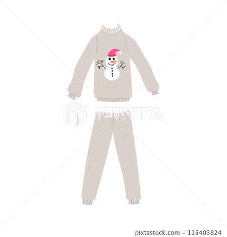 Christmas pajama in beige color isolated on white. 115403824