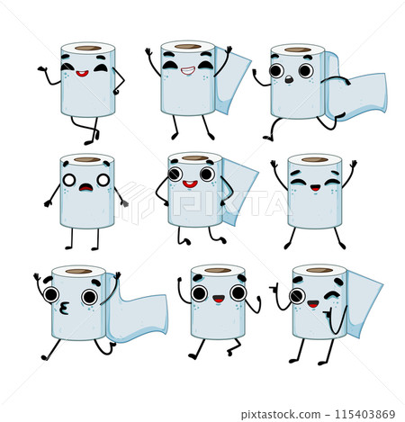 toilet paper character set cartoon vector illustration 115403869