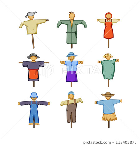 scarecrow set cartoon vector illustration scarecrow set cartoon vector illustration 115403873