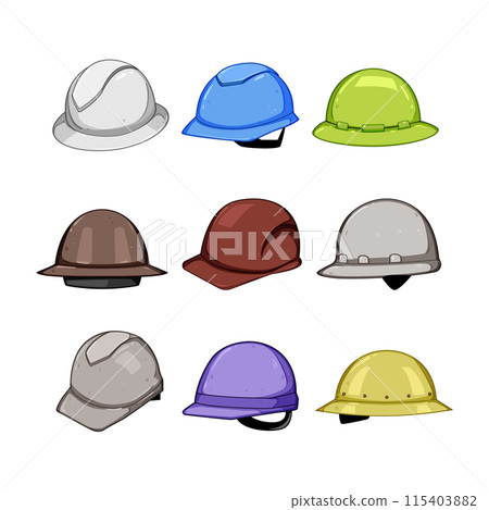 hard hat set cartoon vector illustration 115403882