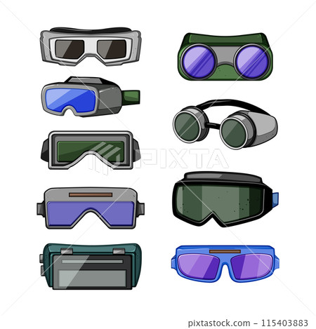 goggles welding set cartoon vector illustration 115403883