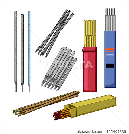 electrodes welding set cartoon vector illustration 115403886