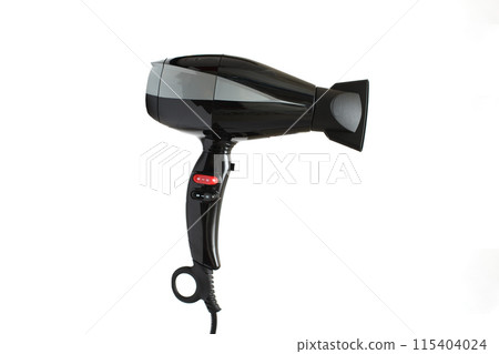 Hairdryer for hairdresser salon, barbershop or home usage. Electric barber tool for drying hair Hairdryer for hairdresser salon, barbershop or home usage. Electric barber tool for drying hair 115404024