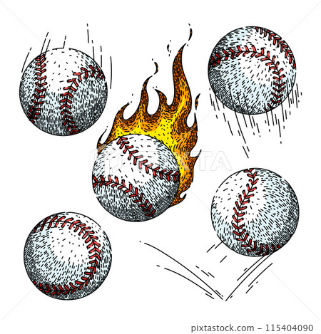 baseball ball set sketch hand drawn vector baseball ball set sketch hand drawn vector 115404090