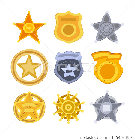 sheriff badge set cartoon vector illustration 115404199