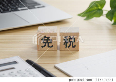 上面寫著免稅的積木 115404221