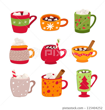 marshmallow cup set cartoon vector illustration 115404252