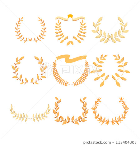 gold laurel set cartoon vector illustration 115404305