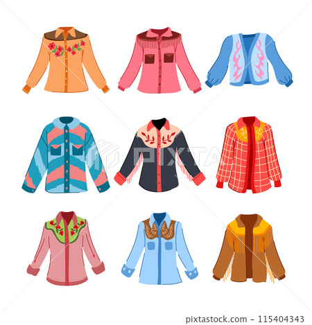 cowgirl shirt set cartoon vector illustration 115404343