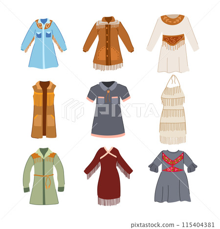 cowgirl dress set cartoon vector illustration 115404381