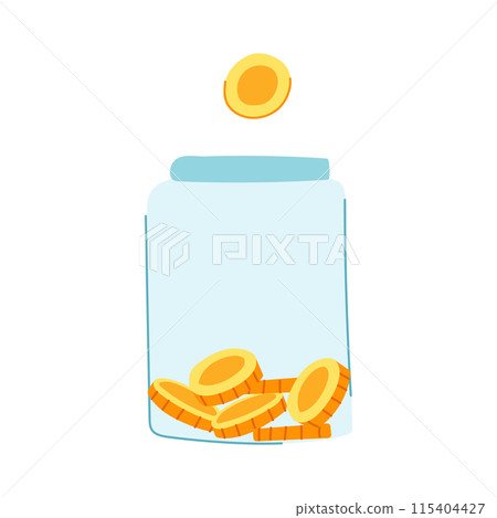 bottle coin jar cartoon vector illustration 115404427