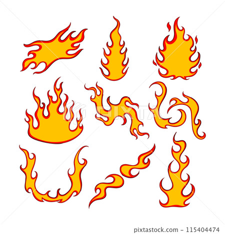 flame decal set cartoon vector illustration 115404474