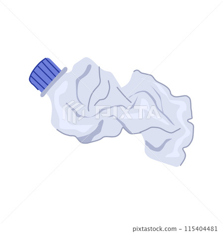 waste crumpled plastic bottle cartoon vector illustration 115404481