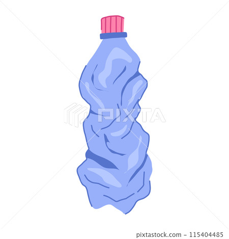 recycle crumpled plastic bottle cartoon vector illustration 115404485