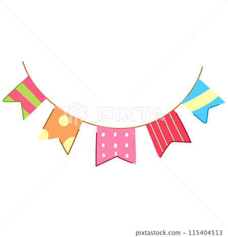 anniversary birthday flags cartoon vector illustration 115404513