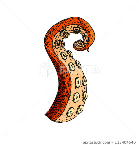 art octopus kraken tentacle sketch hand drawn vector 115404540
