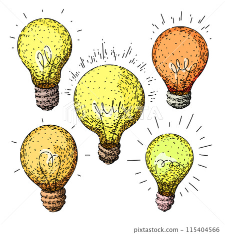 bulb set sketch hand drawn vector 115404566
