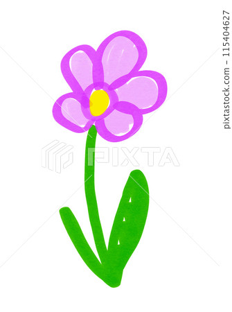Child drawing of flower with leaves 115404627