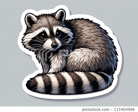 Illustration on the theme, raccoon sticker 115404986