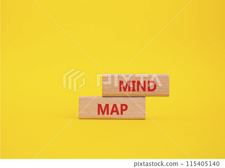 Mind Map symbol. Concept word Mind Map on wooden blocks. Beautiful yellow background. Business and Mind Map concept. Copy space Mind Map symbol. Concept word Mind Map on wooden blocks. Beautiful yellow background. Business and Mind Map concept. Copy space 115405140