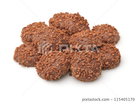 Pile of chocolate crumbs biscuits Pile of chocolate crumbs biscuits 115405170