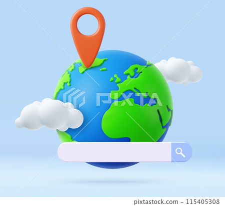 3d Globe or Earth with Search Bar. 3d Globe or Earth with Search Bar. 115405308