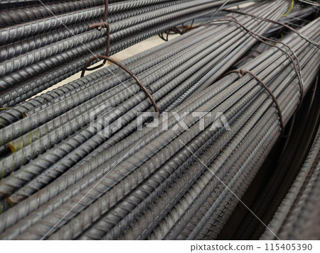 Background of metal bars at the construction warehouse 115405390