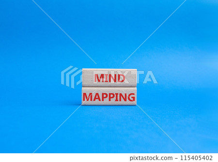 Mind Mapping symbol. Concept word Mind Mapping on wooden blocks. Beautiful blue background. Business and Mind Mapping concept. Copy space Mind Mapping symbol. Concept word Mind Mapping on wooden blocks. Beautiful blue background. Business and Mind Mapping concept. Copy space 115405402