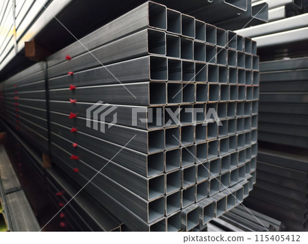 Abstract background with stack numerous metallic profile Abstract background with stack numerous metallic profile 115405412