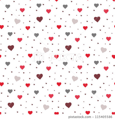 Seamless red, white, and gray hearts pattern on white background 115405586