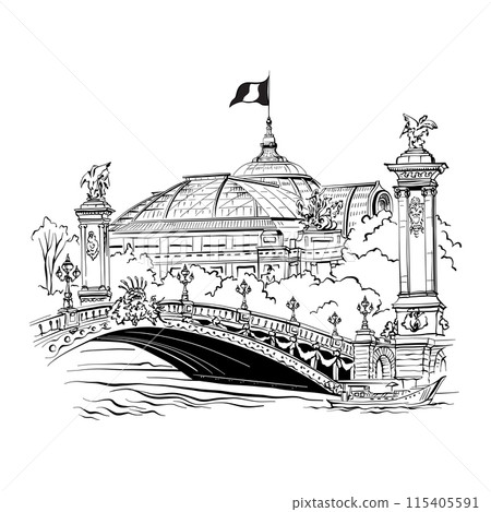 Grand Palais and Pont Alexandre III, Paris, France 115405591