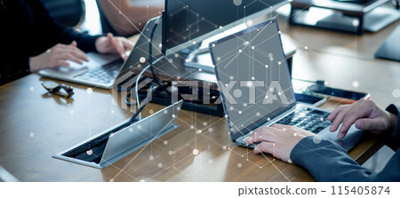 Office meeting, business scene, IT company, network image 115405874