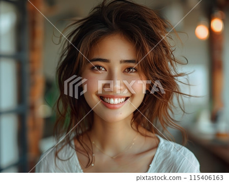 Smiling Women in Relaxed Indoor Settings Smiling Women in Relaxed Indoor Settings 115406163