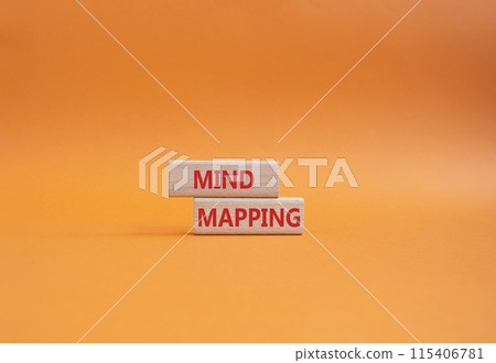 Mind Mapping symbol. Concept word Mind Mapping on wooden blocks. Beautiful orange background. Business and Mind Mapping concept. Copy space Mind Mapping symbol. Concept word Mind Mapping on wooden blocks. Beautiful orange background. Business and Mind Mapping concept. Copy space 115406781