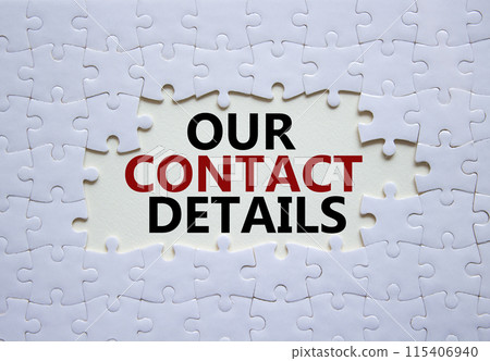 Our Contact Details symbol. Concept words Our Contact Details on white puzzle. Beautiful white background. Business and Our Contact Details concept. Copy space. Our Contact Details symbol. Concept words Our Contact Details on white puzzle. Beautiful white background. Business and Our Contact Details concept. Copy space. 115406940