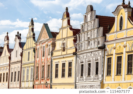 Telc town building facades with sky on background 115407577