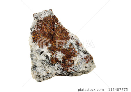 Macro stone Astrophyllite mineral on white background 115407775