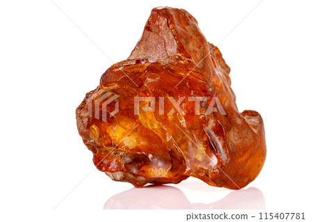 Macro stone amber mineral on white background 115407781