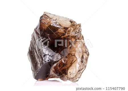 Macro stone mineral smoky quartz on a white background Macro stone mineral smoky quartz on a white background 115407790