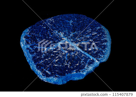 Macro mineral stone Azurite in siltstone against black background Macro mineral stone Azurite in siltstone against black background 115407879