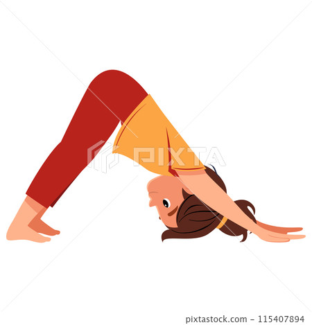 Girl doing yoga Downward Facing Dog 115407894
