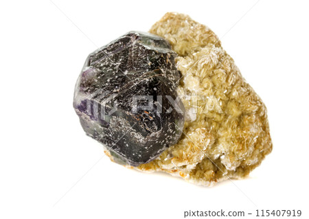 macro mineral fluorite stone on white background macro mineral fluorite stone on white background 115407919