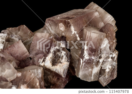 Macro stone Aragonite mineral on a black background 115407978
