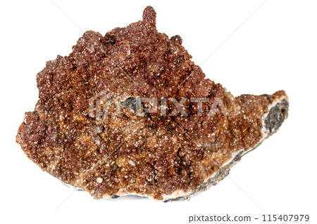 Macro stone Calcite mineral on a white background Macro stone Calcite mineral on a white background 115407979