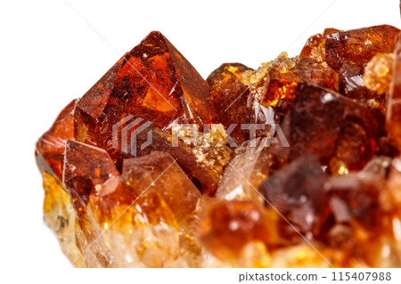 Macro mineral stone Citrine on white background Macro mineral stone Citrine on white background 115407988