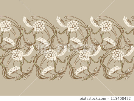 Decorative flowers and leaves in art nouveau style Decorative flowers and leaves in art nouveau style 115408452