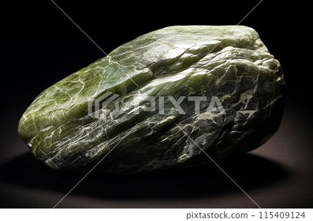 Serpentine is rare precious natural stone on black background. AI generated. Header banner mockup with space. Serpentine is rare precious natural stone on black background. AI generated. Header banner mockup with space. 115409124